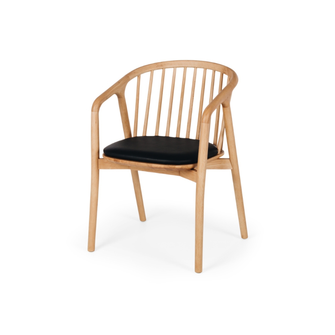 NORD Dining Chair Natural Oak and Black PU Seat image 0